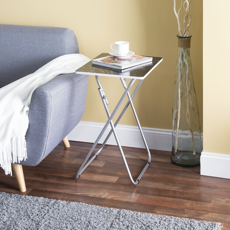 Wrought Studio Farice Marble Like Multi Purpose Tray Table Wayfair